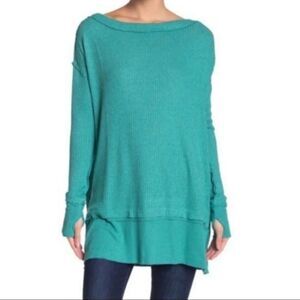 We The Free Aqua Green North Shore Thermal Faux Layered Long Sleeve Tunic Size S